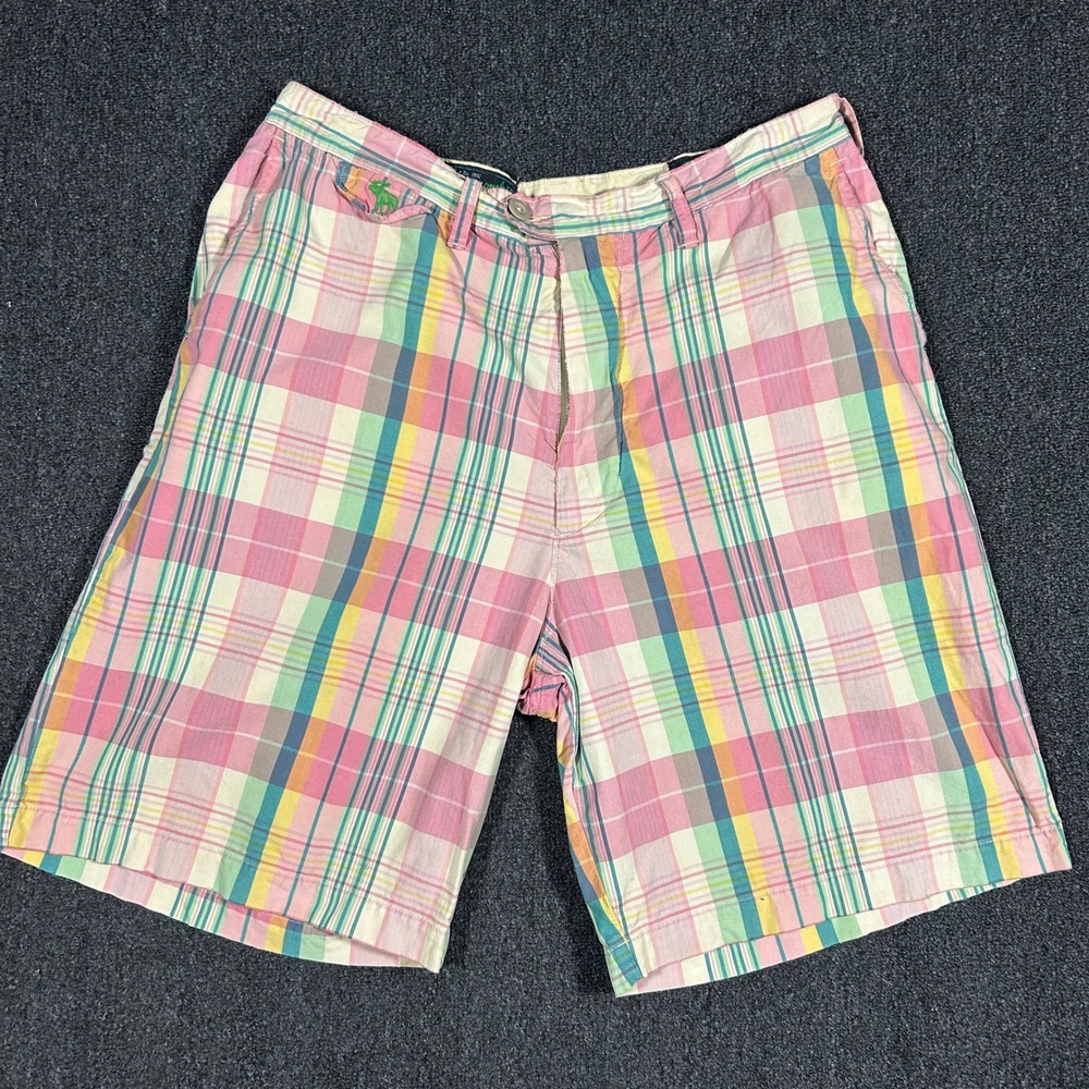 Abercrombie & Fitch Madras Plaid Shorts Mens 36 Multi Cotton Excellent 1105
